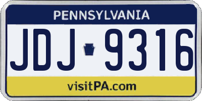 PA license plate JDJ9316