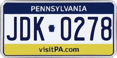 PA license plate JDK0278