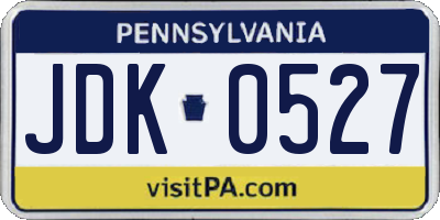 PA license plate JDK0527