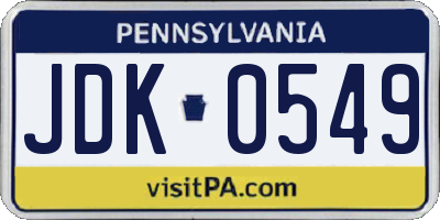 PA license plate JDK0549