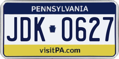 PA license plate JDK0627