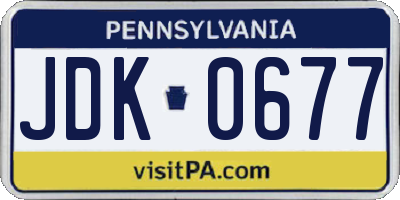 PA license plate JDK0677
