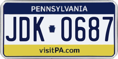 PA license plate JDK0687