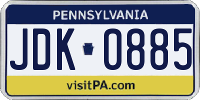PA license plate JDK0885