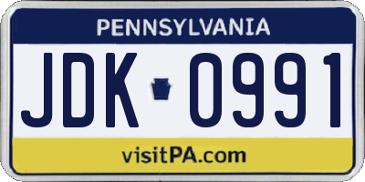 PA license plate JDK0991