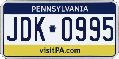 PA license plate JDK0995