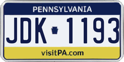 PA license plate JDK1193