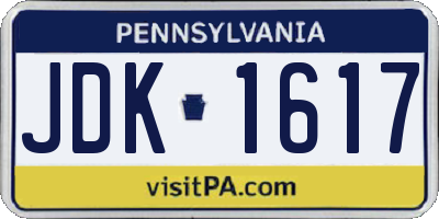 PA license plate JDK1617
