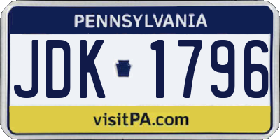 PA license plate JDK1796