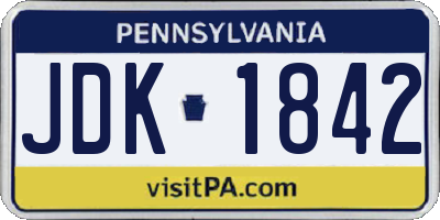 PA license plate JDK1842