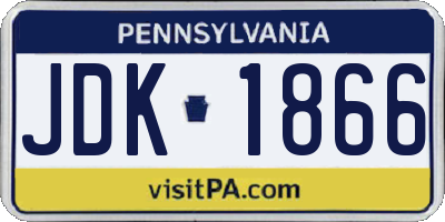 PA license plate JDK1866