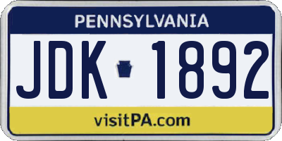 PA license plate JDK1892