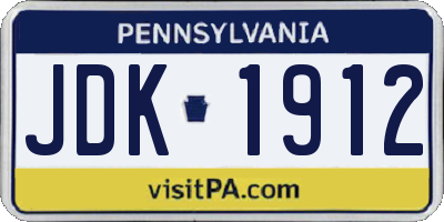 PA license plate JDK1912