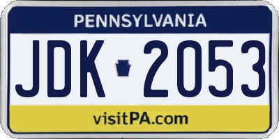 PA license plate JDK2053