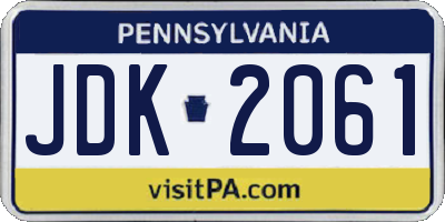 PA license plate JDK2061