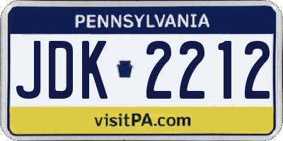 PA license plate JDK2212