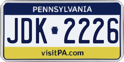 PA license plate JDK2226