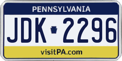 PA license plate JDK2296