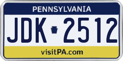 PA license plate JDK2512