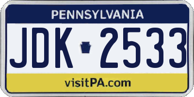 PA license plate JDK2533