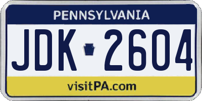 PA license plate JDK2604