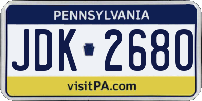 PA license plate JDK2680