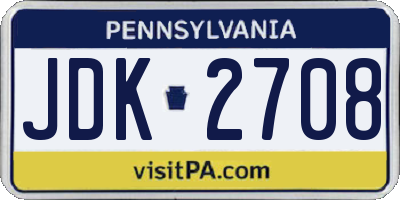 PA license plate JDK2708