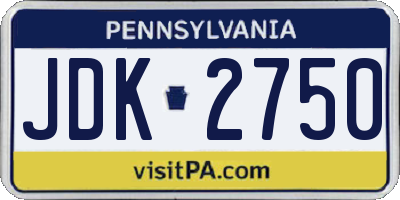 PA license plate JDK2750