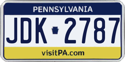 PA license plate JDK2787