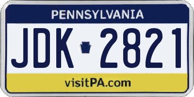 PA license plate JDK2821