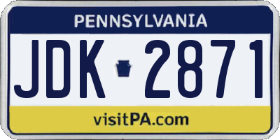 PA license plate JDK2871