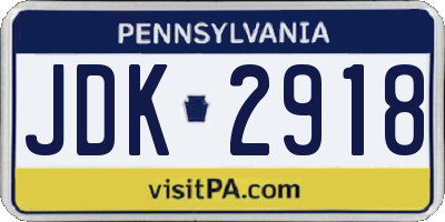 PA license plate JDK2918
