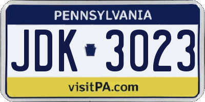 PA license plate JDK3023
