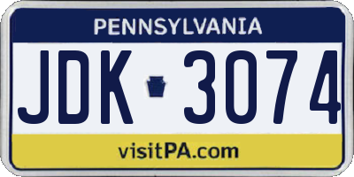 PA license plate JDK3074