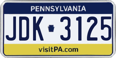 PA license plate JDK3125