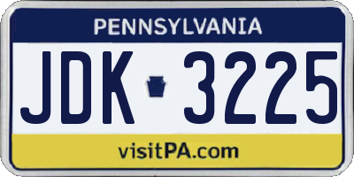 PA license plate JDK3225