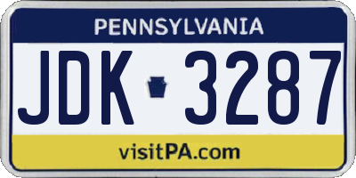PA license plate JDK3287