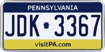 PA license plate JDK3367