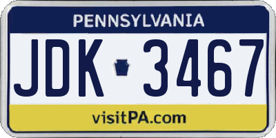 PA license plate JDK3467