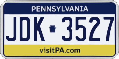 PA license plate JDK3527