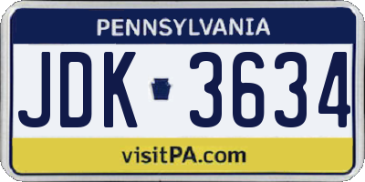 PA license plate JDK3634