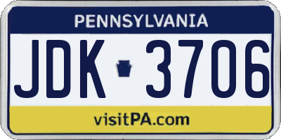 PA license plate JDK3706
