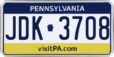 PA license plate JDK3708