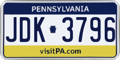 PA license plate JDK3796