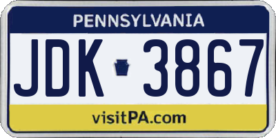 PA license plate JDK3867