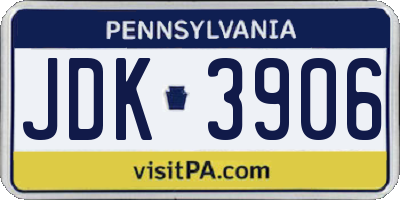 PA license plate JDK3906