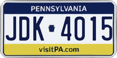 PA license plate JDK4015