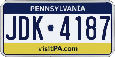 PA license plate JDK4187