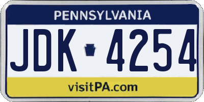 PA license plate JDK4254