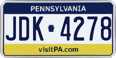 PA license plate JDK4278